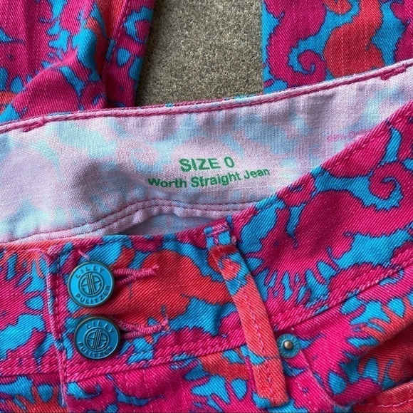 Lilly Pulitzer Sea Horse Print Worth Straight Jeans - Picture 3 of 5